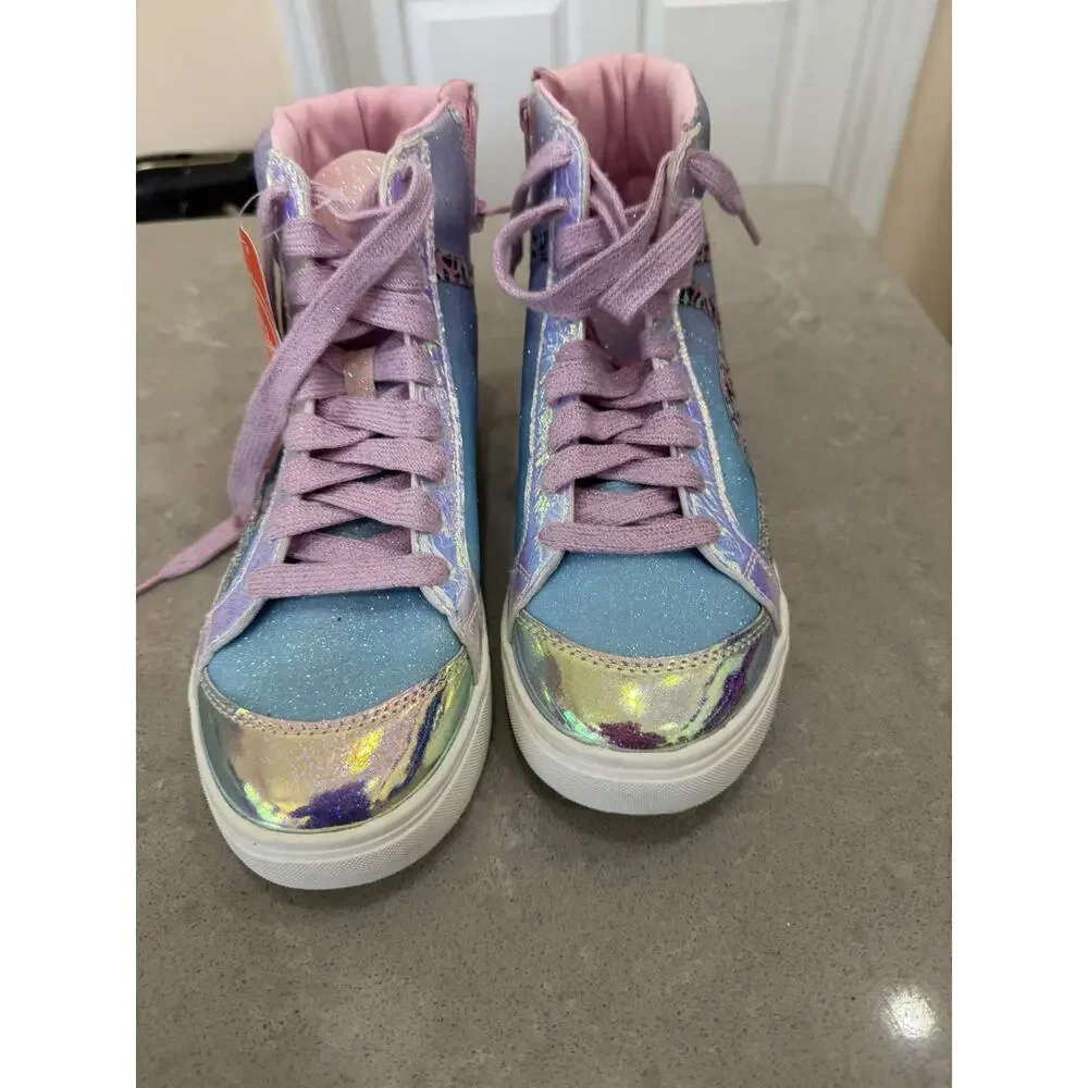 Wonder Nation Big Girls Colorful Glitter High Top Sneaker Pink Blue Size 6 NEW